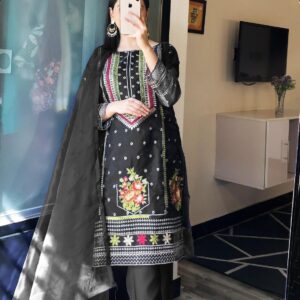 Chikankari Multy Threads Embrodried Shirt With Trouser and Dupatta 3 Pec Stiched Dress For Womens