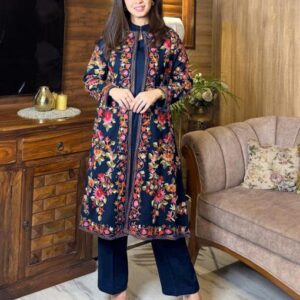 Front Full Heavy Embroidered Gown With Sleeveless Inner And Trouser 3Piece