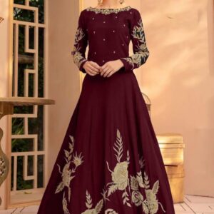 heavy embroidery neck line sleeves bottom maxi 2