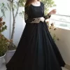 Pearls Goun Heavy Embroidered With Front And Back Pearls Attached Gown With Long Maxi Trouser - Black