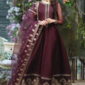 Shahi Embroidered Maxi With Embroidered Dupatta and Trouser 3 Pec