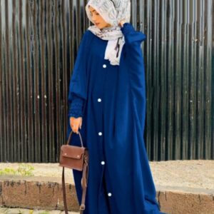 Kaaj Button Turkish Style Long Flare Abaya