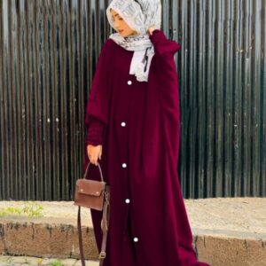 Kaaj Button Turkish Style Long Flare Abaya