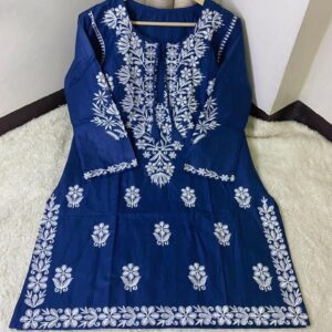 Trending Indian chickenkari Embrodried Short Kurti