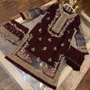 Neck and Daman Stone Handwork Embroidered