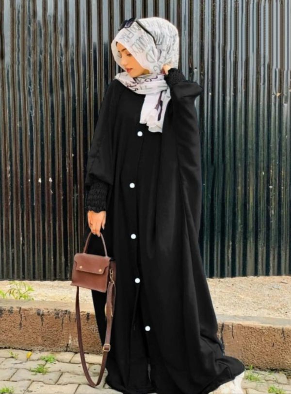 Kaaj Button Turkish Style Long Flare Abaya