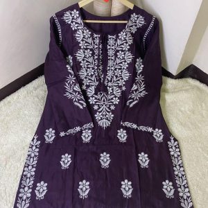 Trending Indian Chikan Kari Embroidered Short Kurti