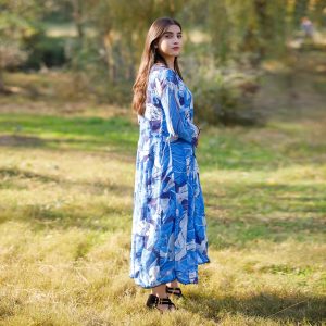 Imported Shaffon Printed Maxi Dress for Women - Elegant Chiffon Collection