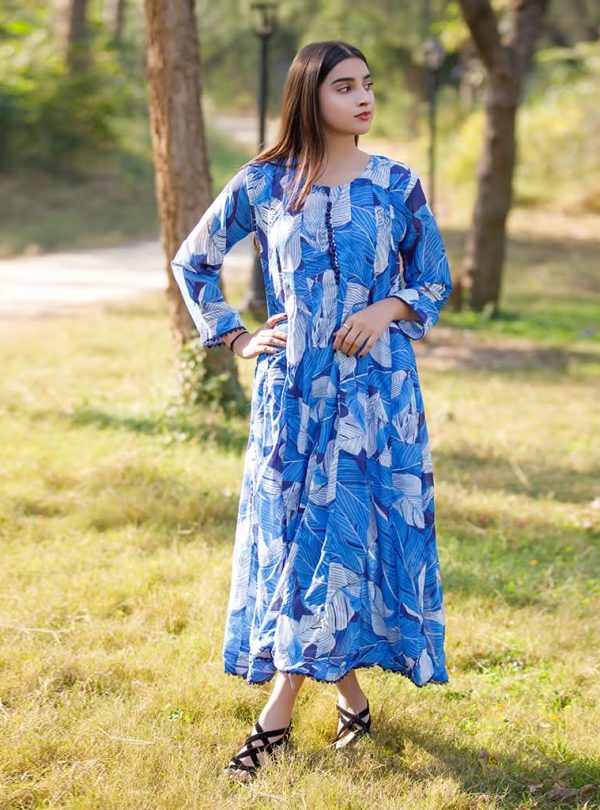 Imported Shaffon Printed Maxi Dress for Women - Elegant Chiffon Collection